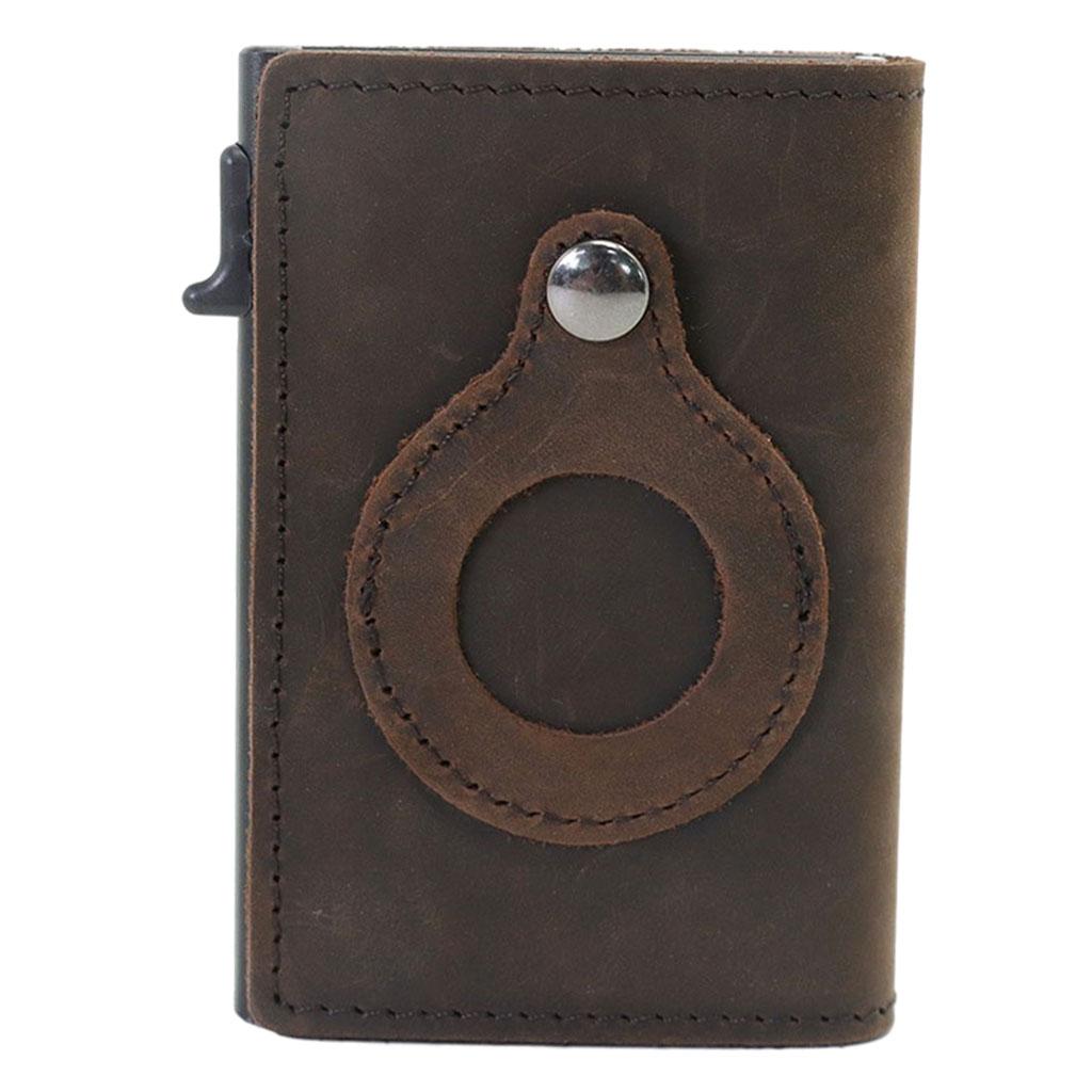 Retro Leather Wallet Slim Anti-Lost Cash Card Multifunctional Pocket Coffee