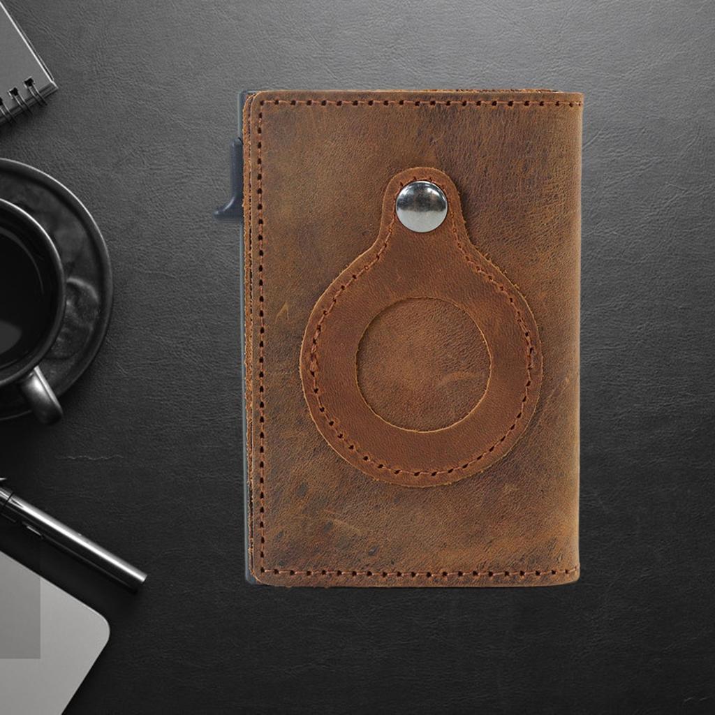 Retro Leather Wallet Slim Anti-Lost Cash Card Multifunctional Pocket Brown