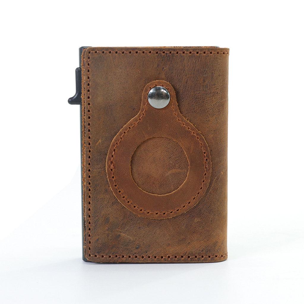 Retro Leather Wallet Slim Anti-Lost Cash Card Multifunctional Pocket Brown