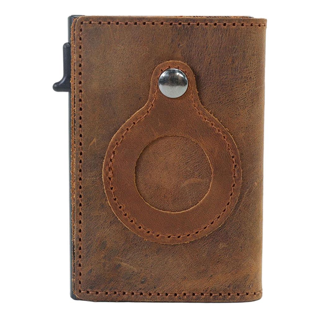 Retro Leather Wallet Slim Anti-Lost Cash Card Multifunctional Pocket Brown