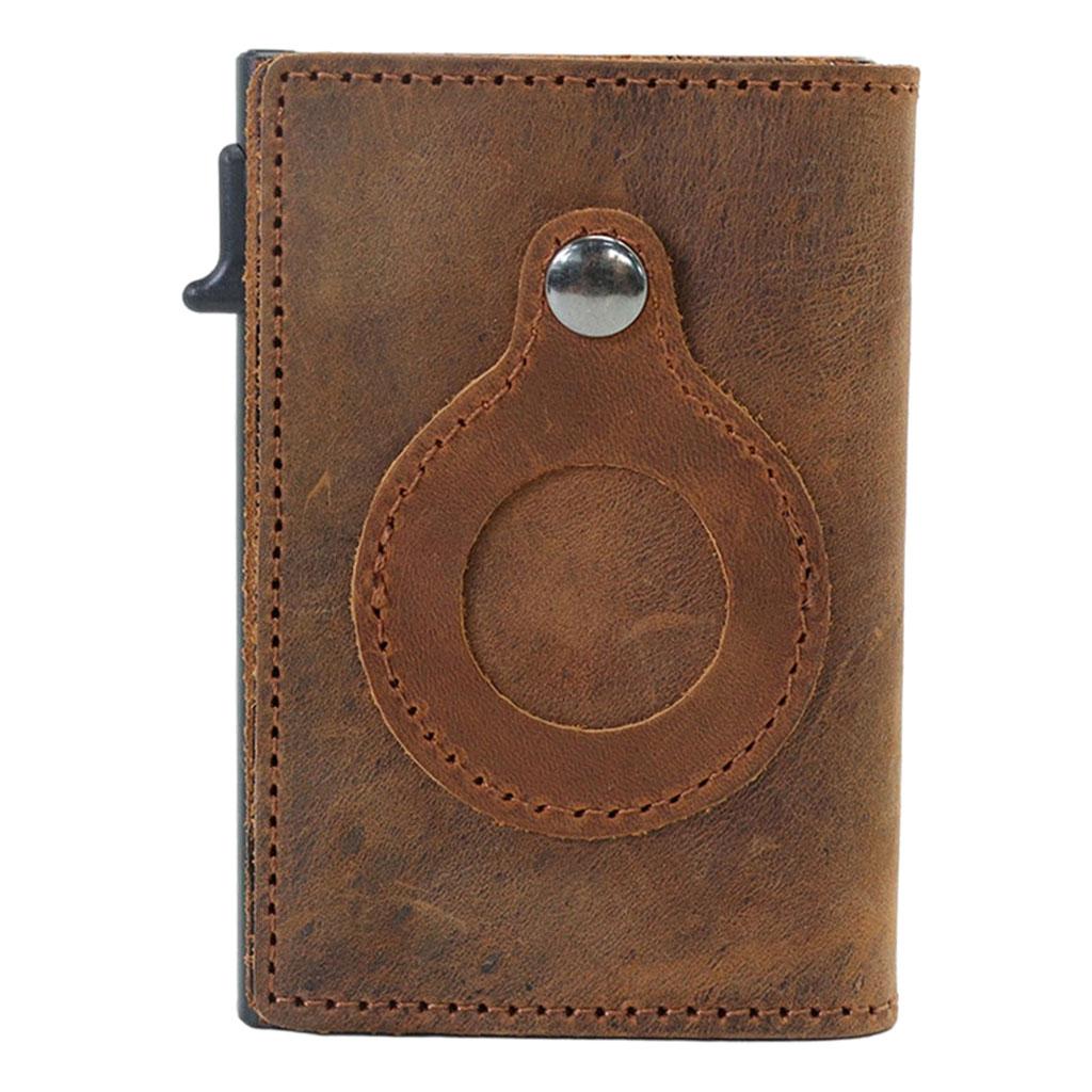 Retro Leather Wallet Slim Anti-Lost Cash Card Multifunctional Pocket Brown