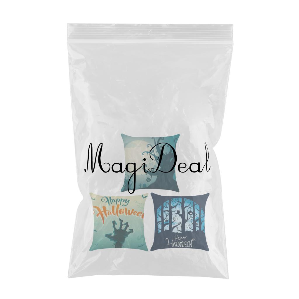 3pcs Soft Linen Pillowcase Halloween Lantern Bedroom Living Room Decor Blue