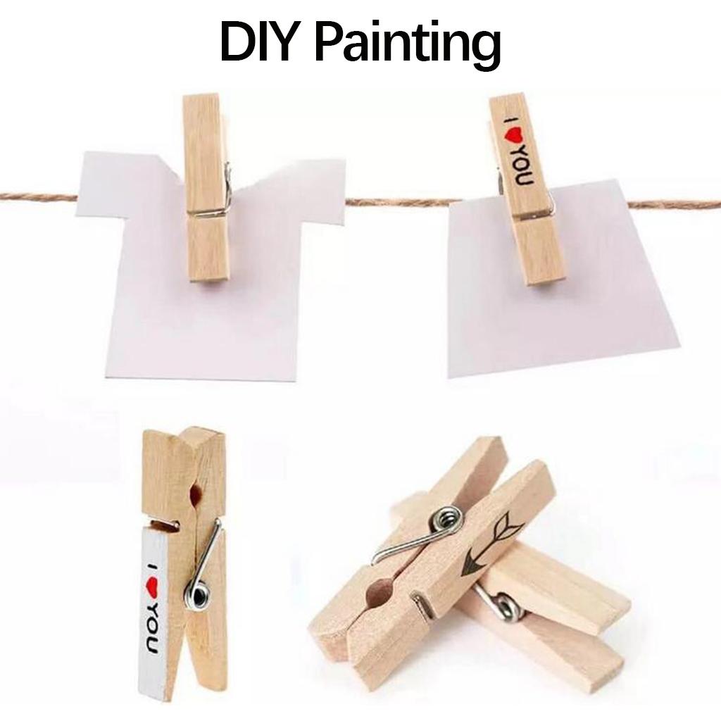100 PCS Mini Wooden Clothes Photo Clip Clothespin Craft Clips Snack Clip