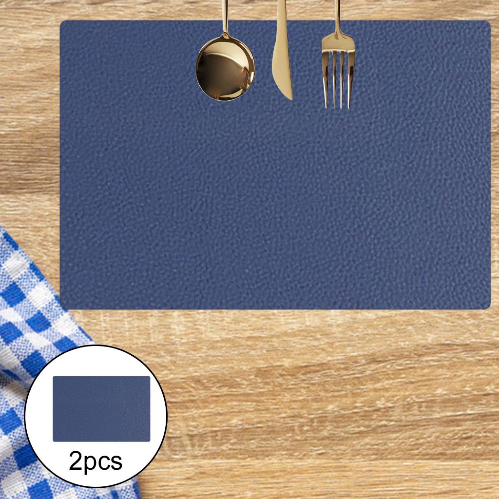 2pcs Placemat Heat Insulation Table Mat Coaster Cup Cushion for Dining Table Dark Blue