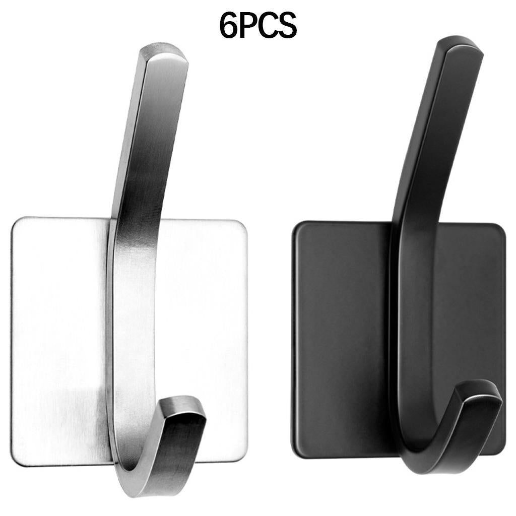 6pcs Hooks Towel Hooks Hanging Hooks for Kitchen Bathroom Home Accessories Silver