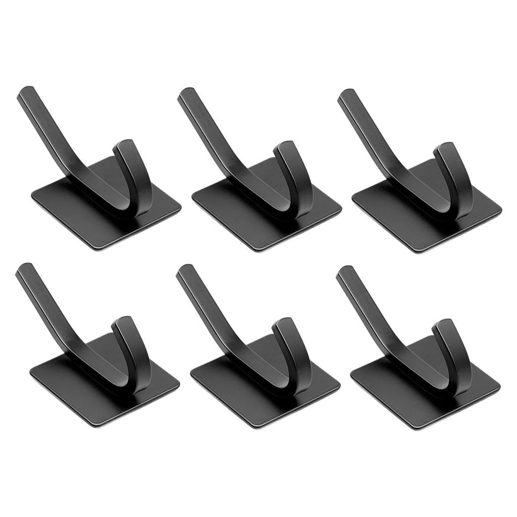 6pcs Hooks Towel Hooks Hanging Hooks for Kitchen Bathroom Home Accessories Black