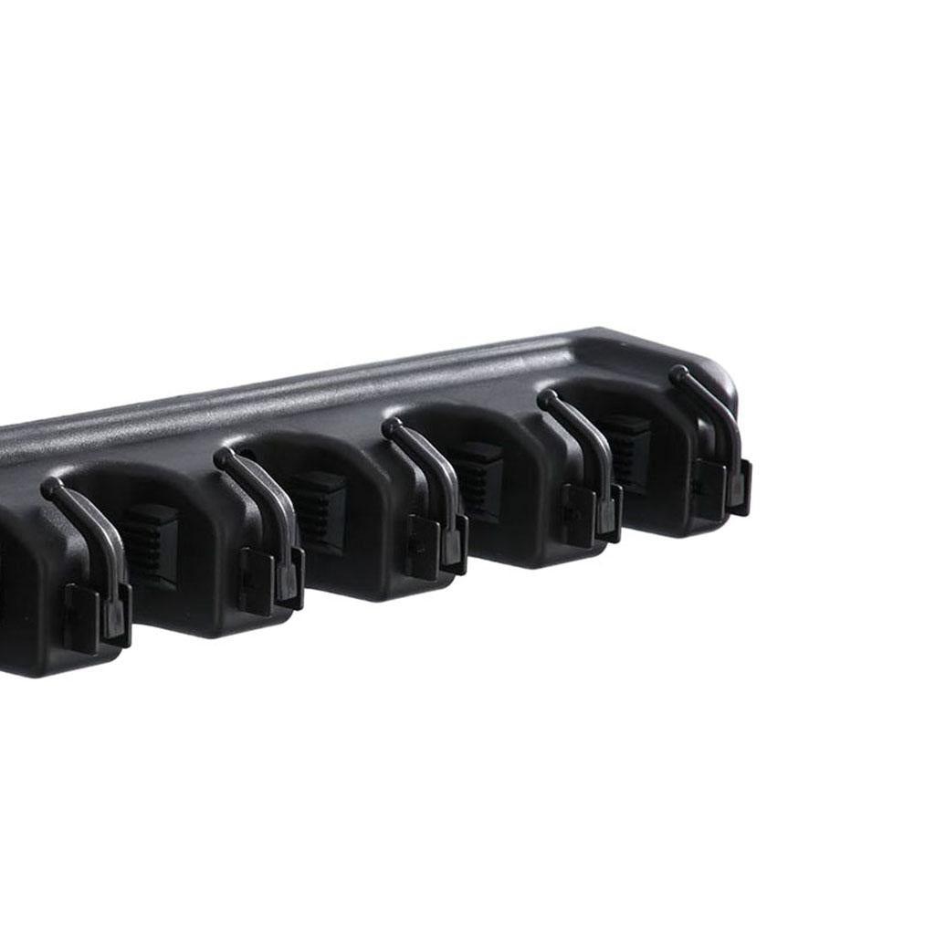 Plastic Mop Holder 5 Slots 6 Hooks Dusters Household Bathroom Accessories Black