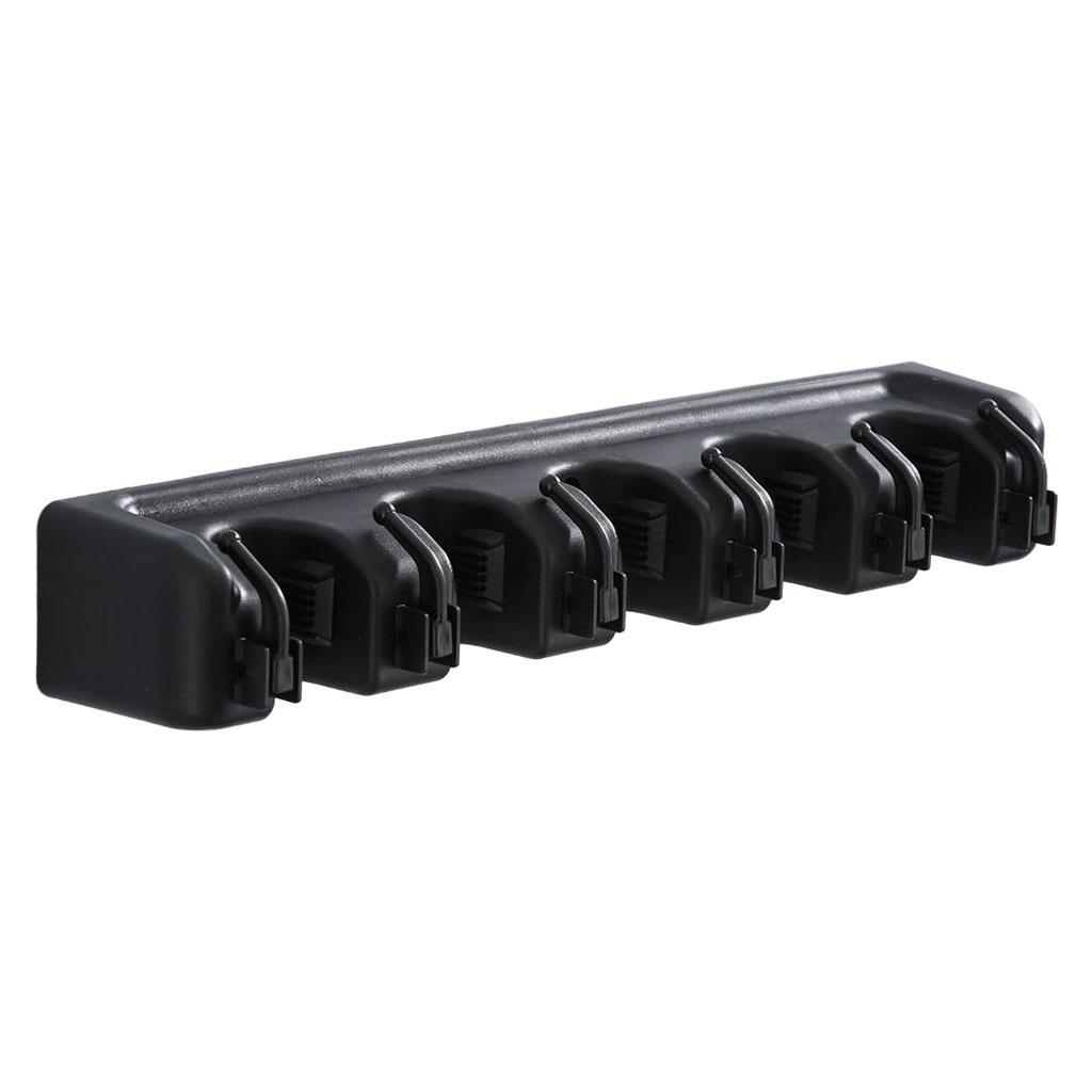 Plastic Mop Holder 5 Slots 6 Hooks Dusters Household Bathroom Accessories Black