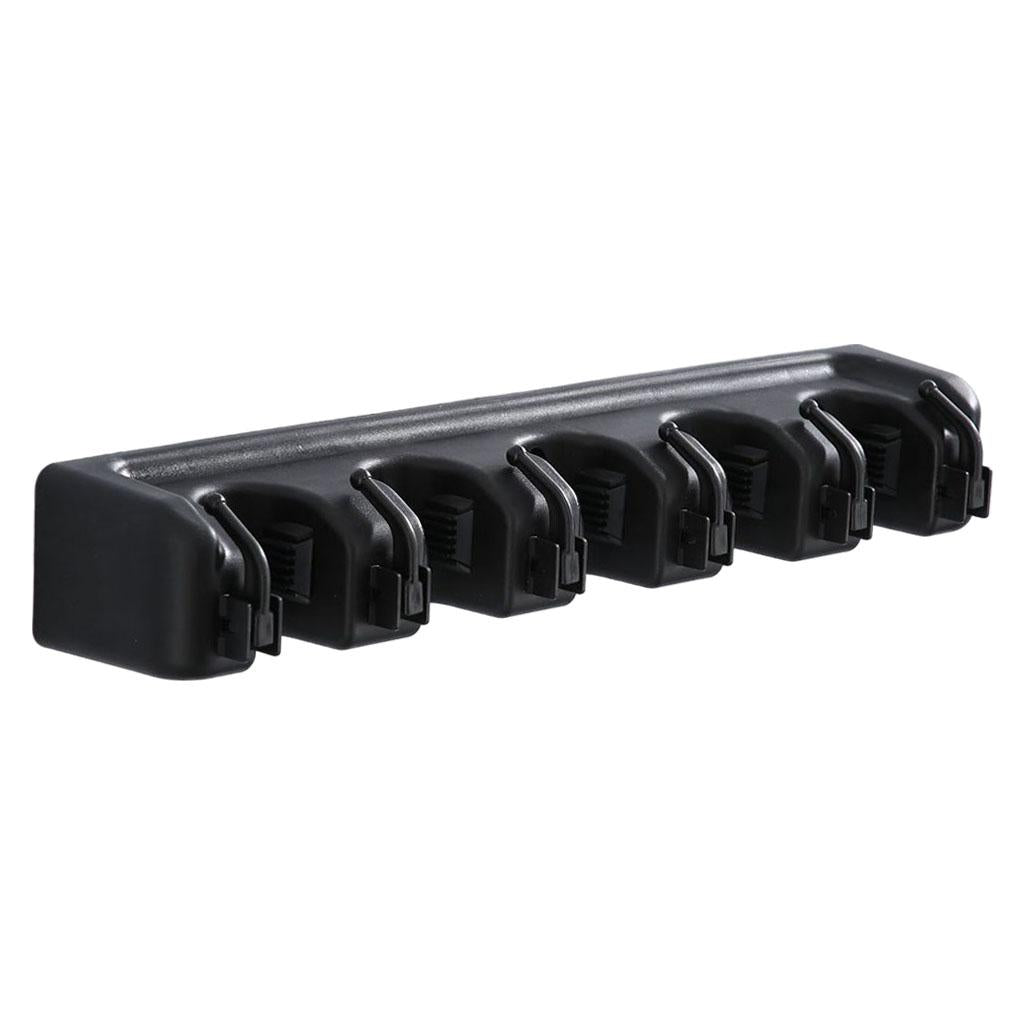 Plastic Mop Holder 5 Slots 6 Hooks Dusters Household Bathroom Accessories Black