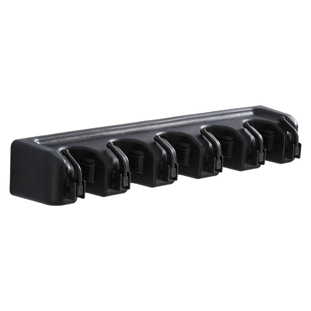 Plastic Mop Holder 5 Slots 6 Hooks Dusters Household Bathroom Accessories Black