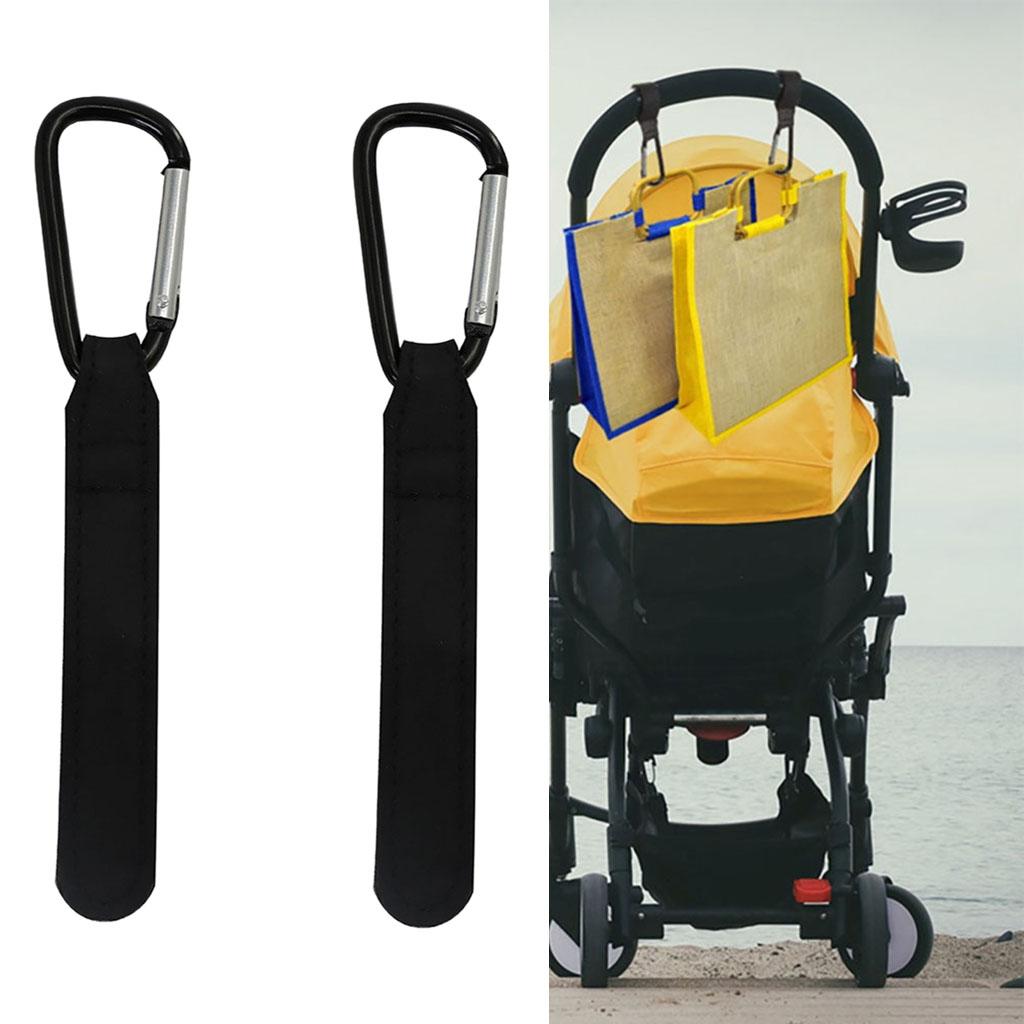 2 x Stroller Hooks Strap Hang Rotatable convenient for Buggy Mommy black