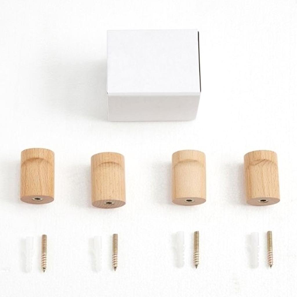6 PCS Decorative Wall Hooks Kitchen Bathroom Door Wooden Hooks Light Brown