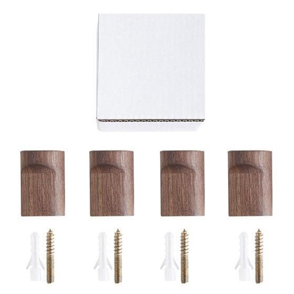 6 PCS Decorative Wall Hooks Kitchen Bathroom Door Wooden Hooks Dark Brown