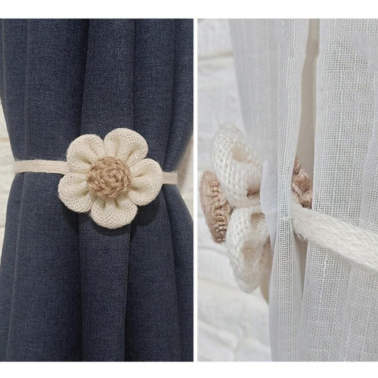 Household Rope Curtain Tiebacks Home Office Decoration for Living Room Linen and Beige