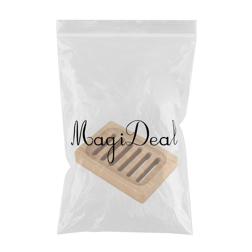 Bamboo Soap Dish Bar Wooden Clean Tray for Shower Kitchen Countertop