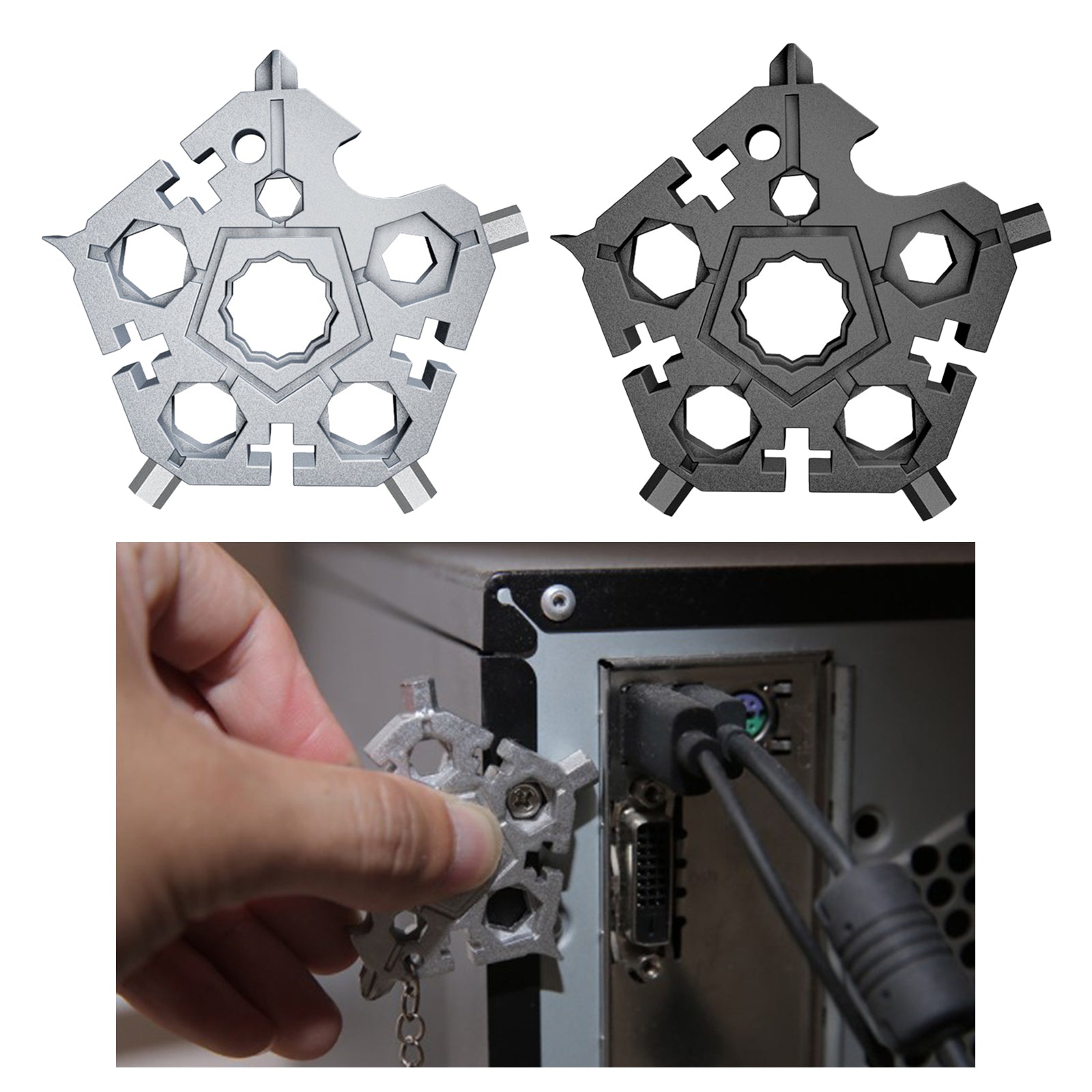 Multifunctional Wrench Repair Tools Snowflake for Camping Men Gift Black