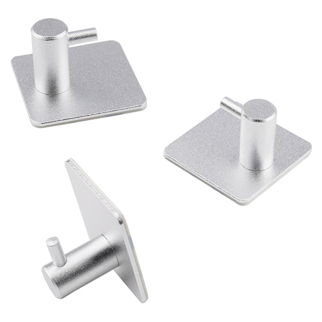Matt Self-Adhesive Towel Hooks Punch Free Adhesive Hook Square for Bathrobe silver style 1