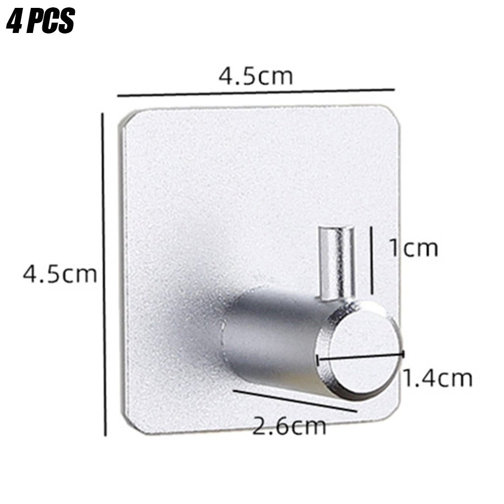 Matt Self-Adhesive Towel Hooks Punch Free Adhesive Hook Square for Bathrobe silver style 1