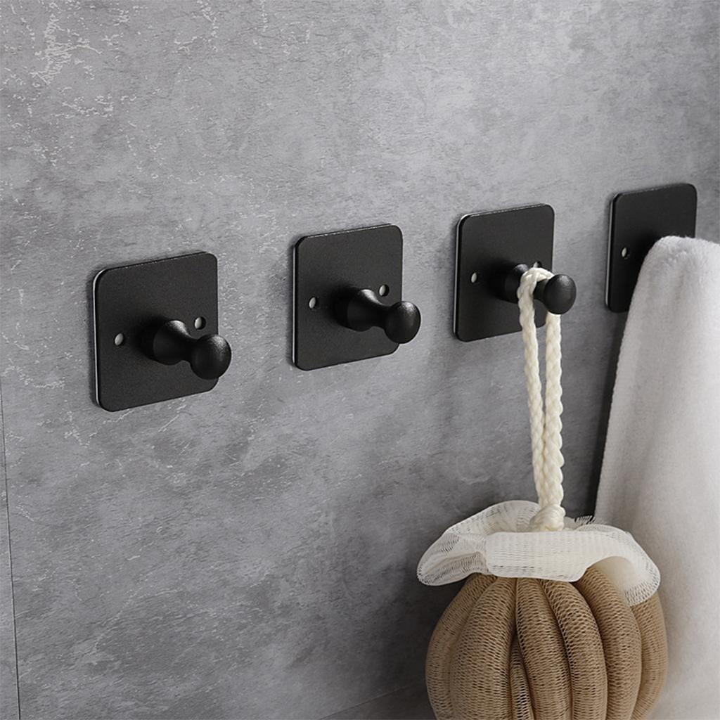 Matt Self-Adhesive Towel Hooks Punch Free Adhesive Hook Square for Bathrobe style 2