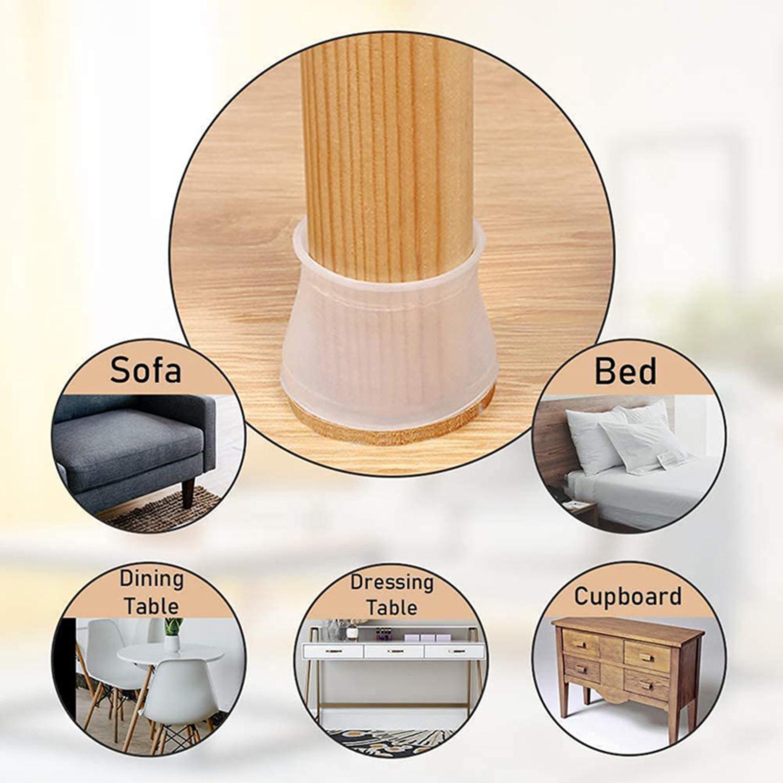 20Pack Silicone Slider Chair Leg Protector Hardwood Floors, Fits All Shape W Big Square