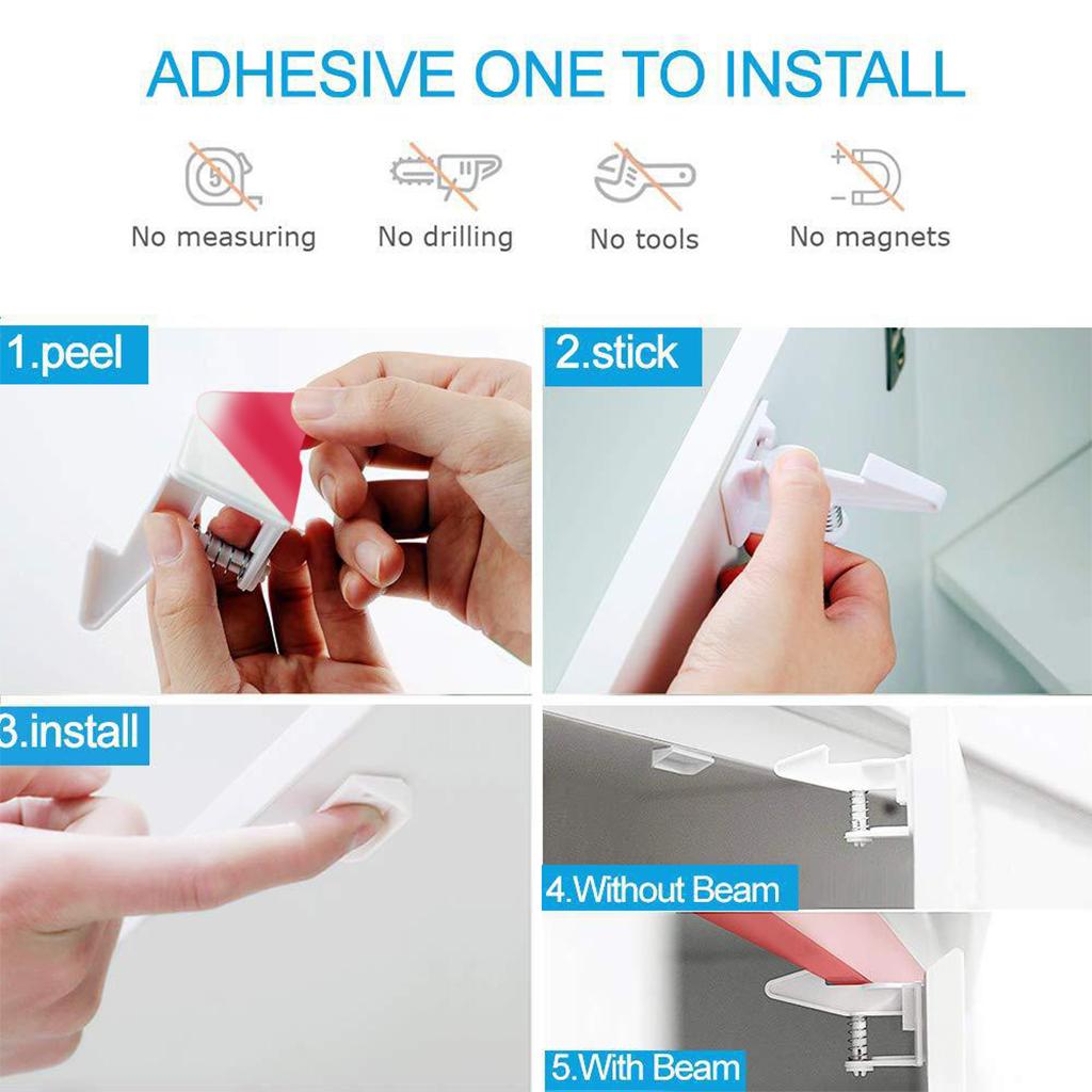 Invisible Child Safe Cabinet Locks Drawers Highly Secure Protection White