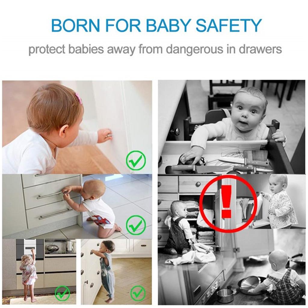 Invisible Child Safe Cabinet Locks Drawers Highly Secure Protection White