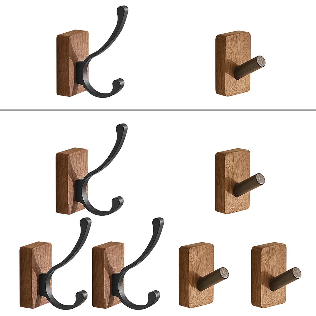 Walnut Coat Hooks Wall Hanger Bathroom Decorative for Hanging Clothes Towel 1pcs Dual Hook