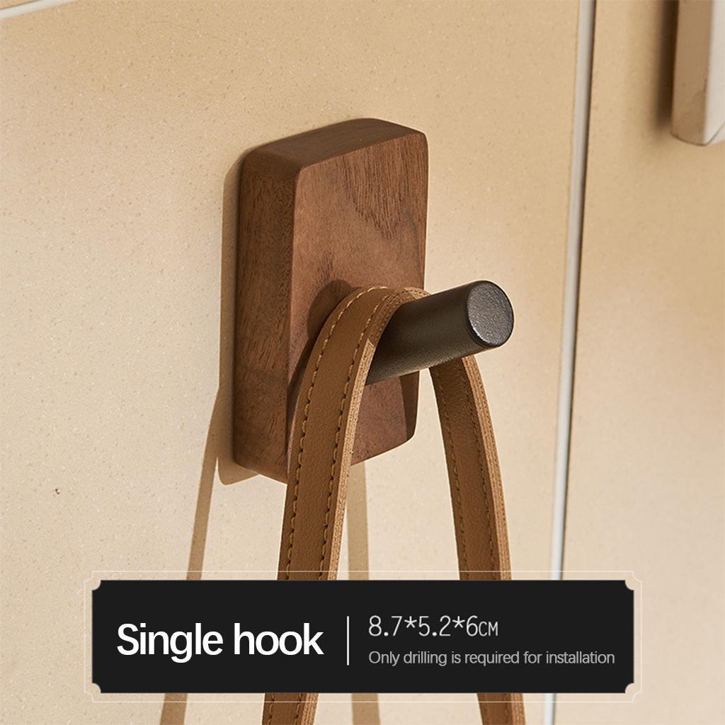 Walnut Coat Hooks Wall Hanger Bathroom Decorative for Hanging Clothes Towel 1pcs Single Hook