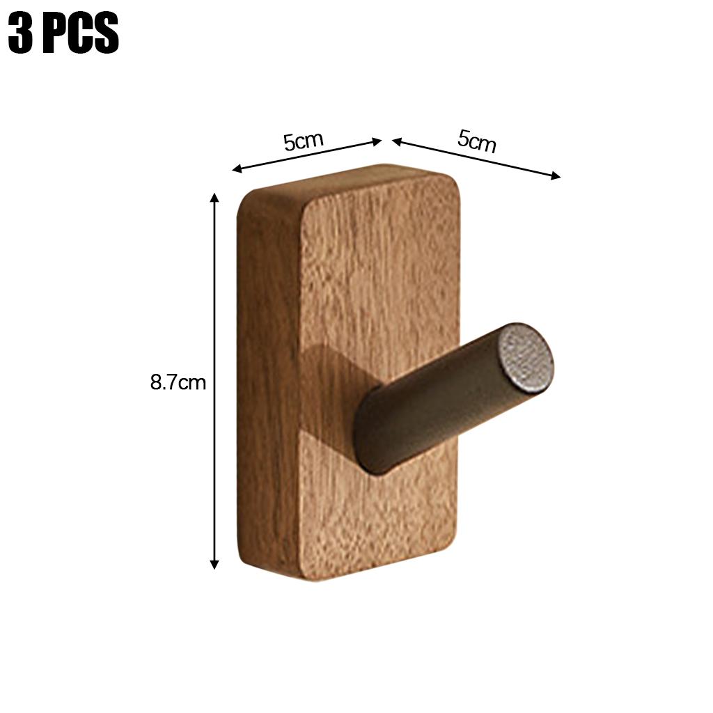 Walnut Coat Hooks Wall Hanger Bathroom Decorative for Hanging Clothes Towel 3pcs Single Hook