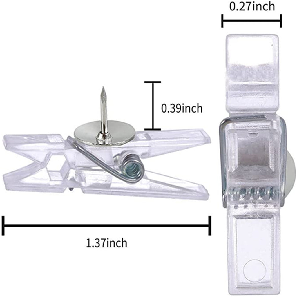 50-Pack Plastic Thumb Tacks Clips with Pushpins Multiple Functions Clear