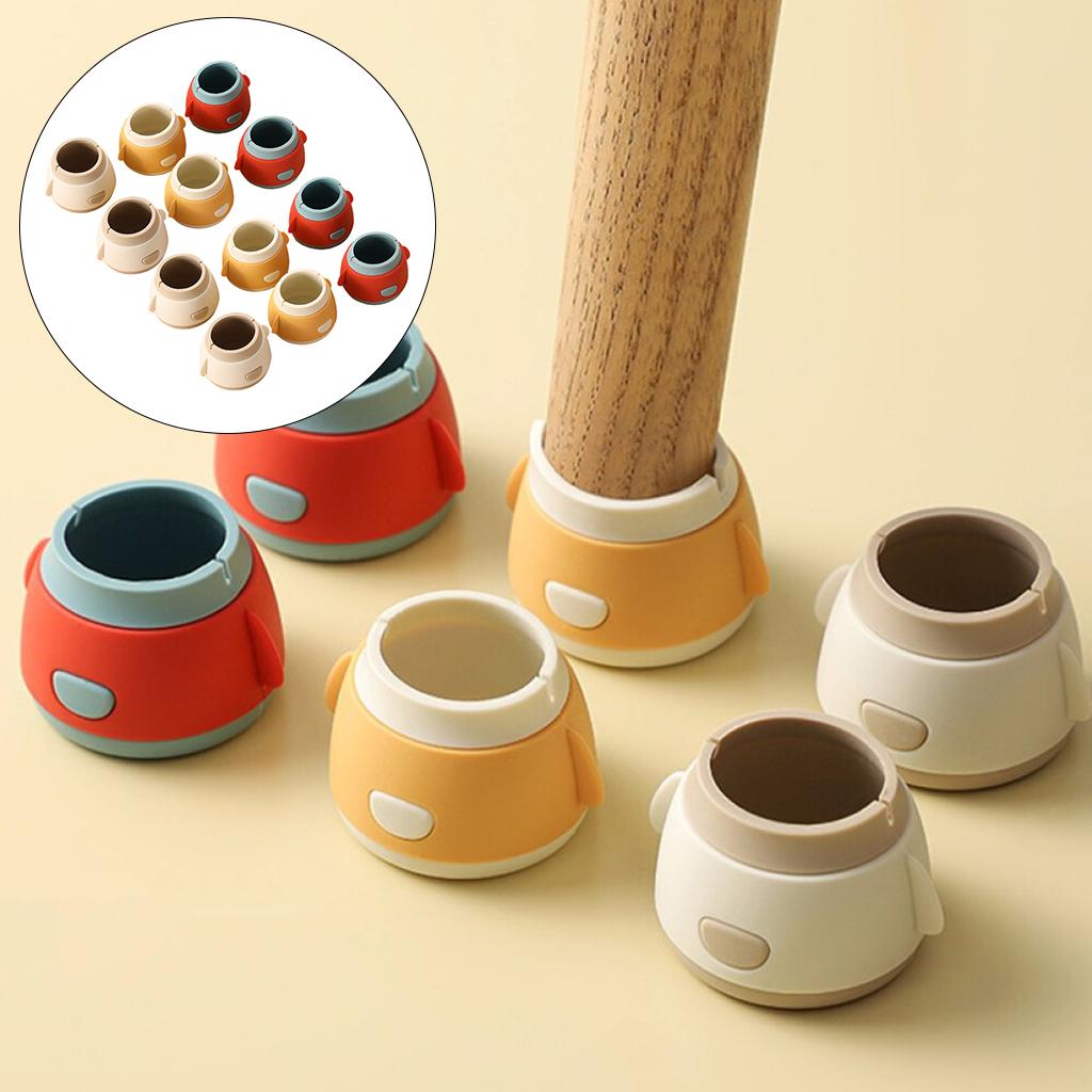 12Pcs Silicone Chair Leg Caps Set No Noise Non-Slip Protective Sleeve Covers