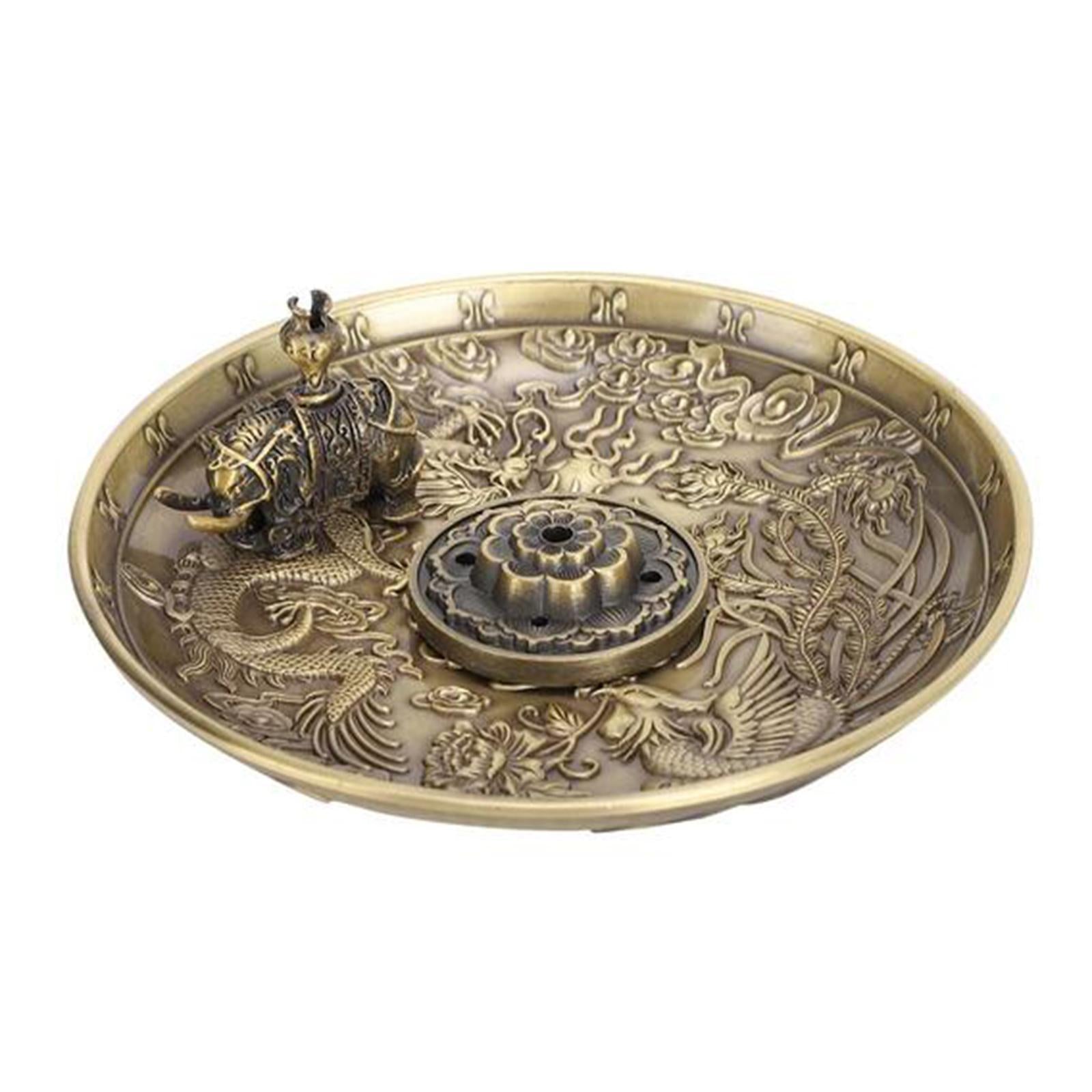 5 Hole Copper Incense Stick Holder Durable Ash Catcher Tray Yoga Room Bronze