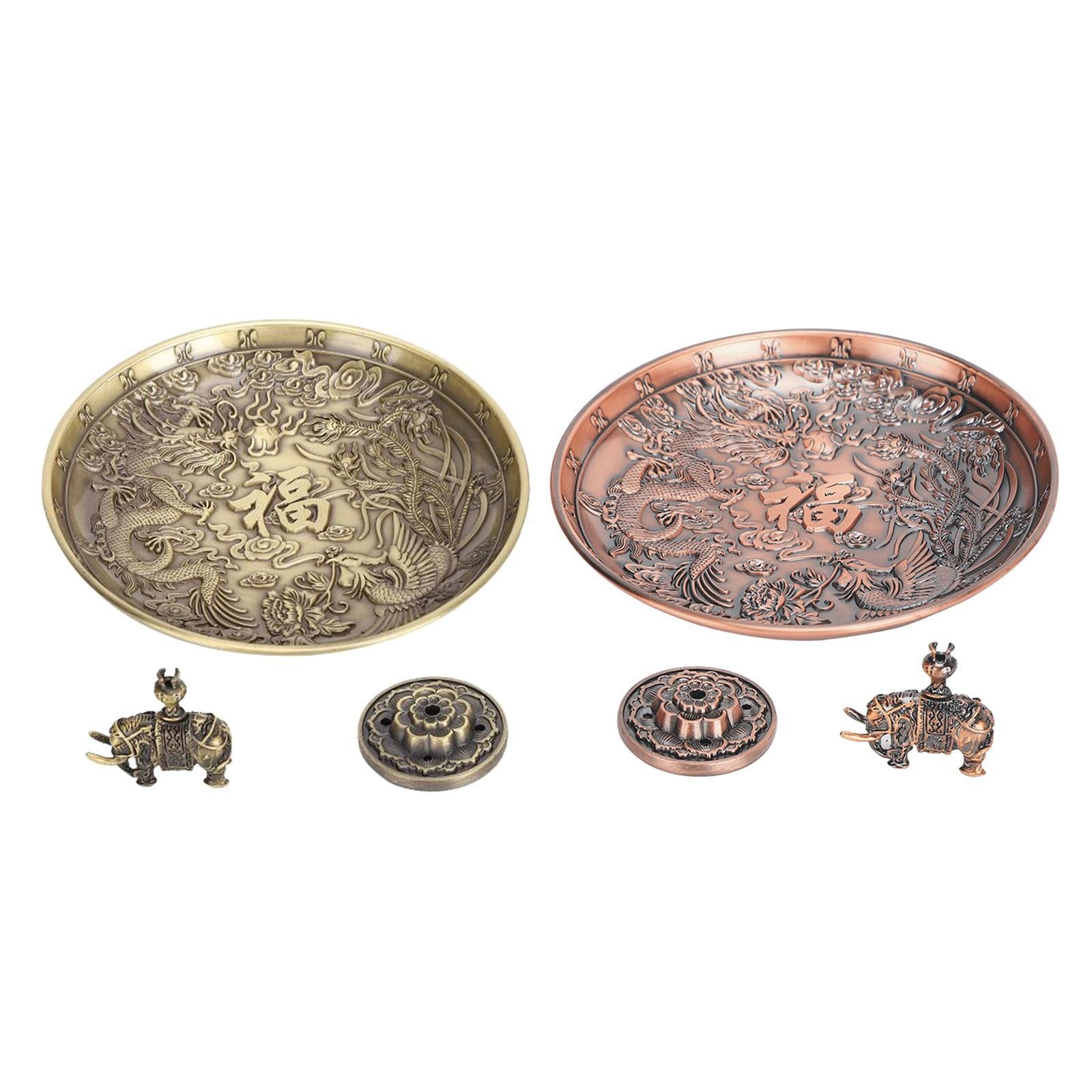5 Hole Copper Incense Stick Holder Durable Ash Catcher Tray Yoga Room Bronze
