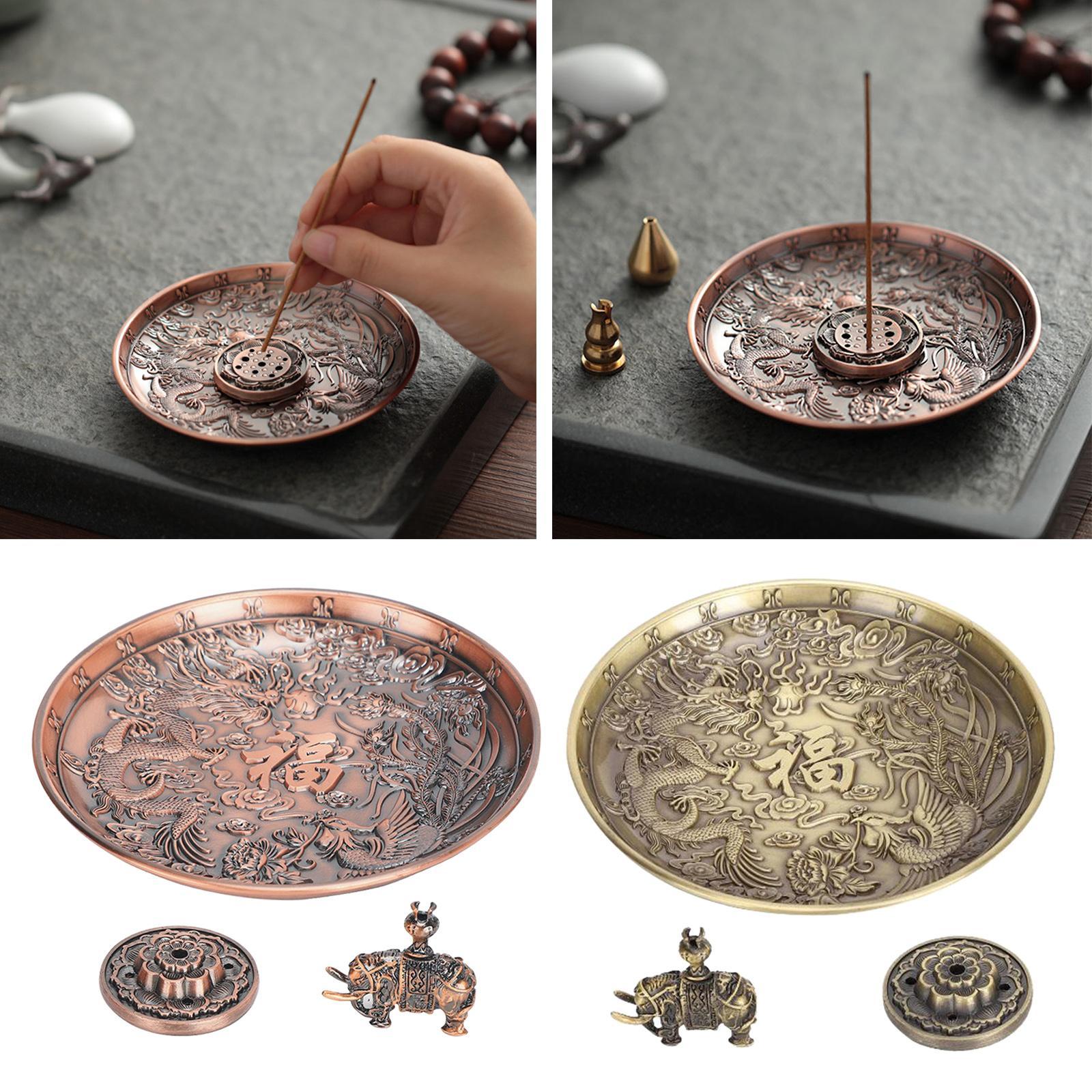 5 Hole Copper Incense Stick Holder Durable Ash Catcher Tray Yoga Room Bronze