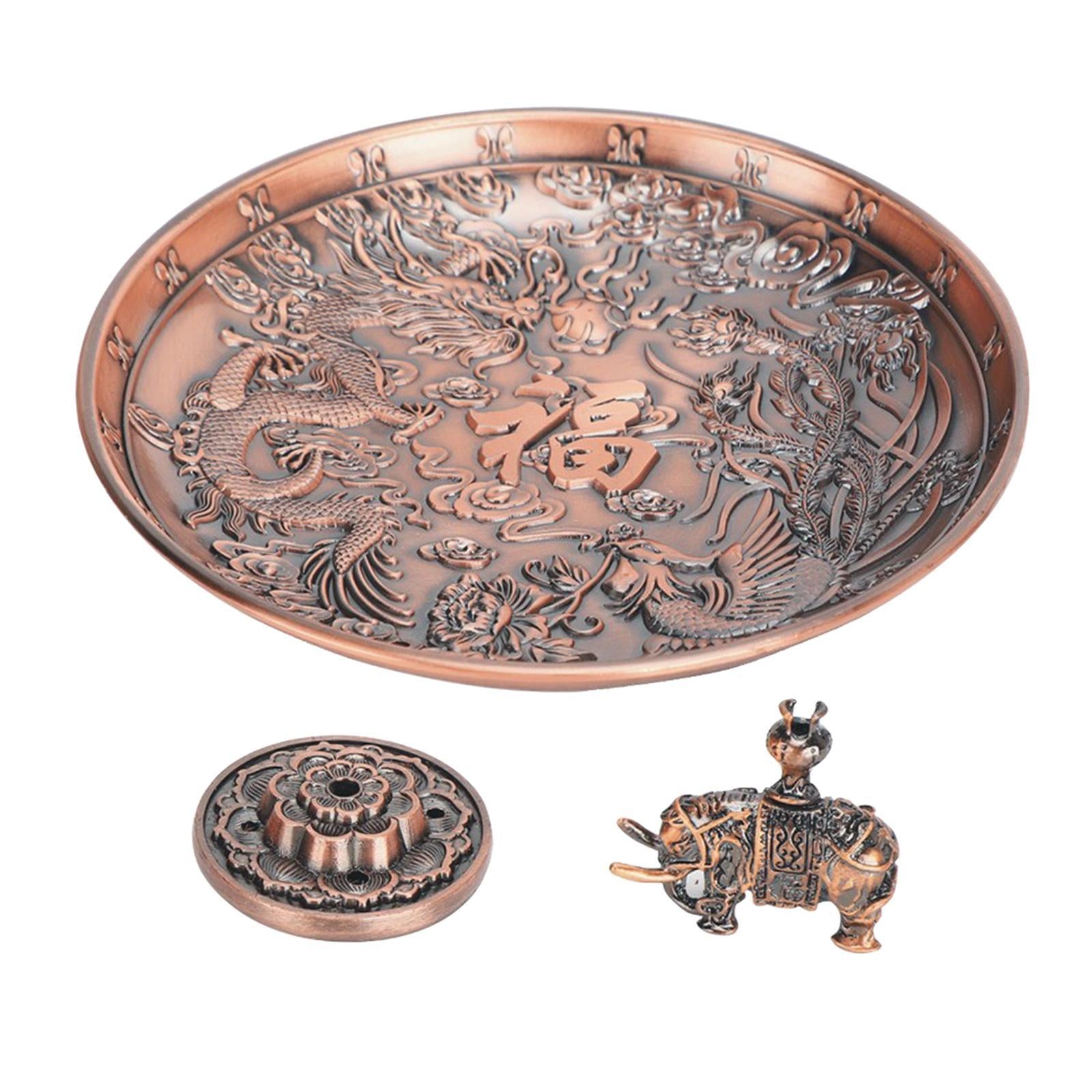 5 Hole Copper Incense Stick Holder Durable Ash Catcher Tray Yoga Room Redcopper