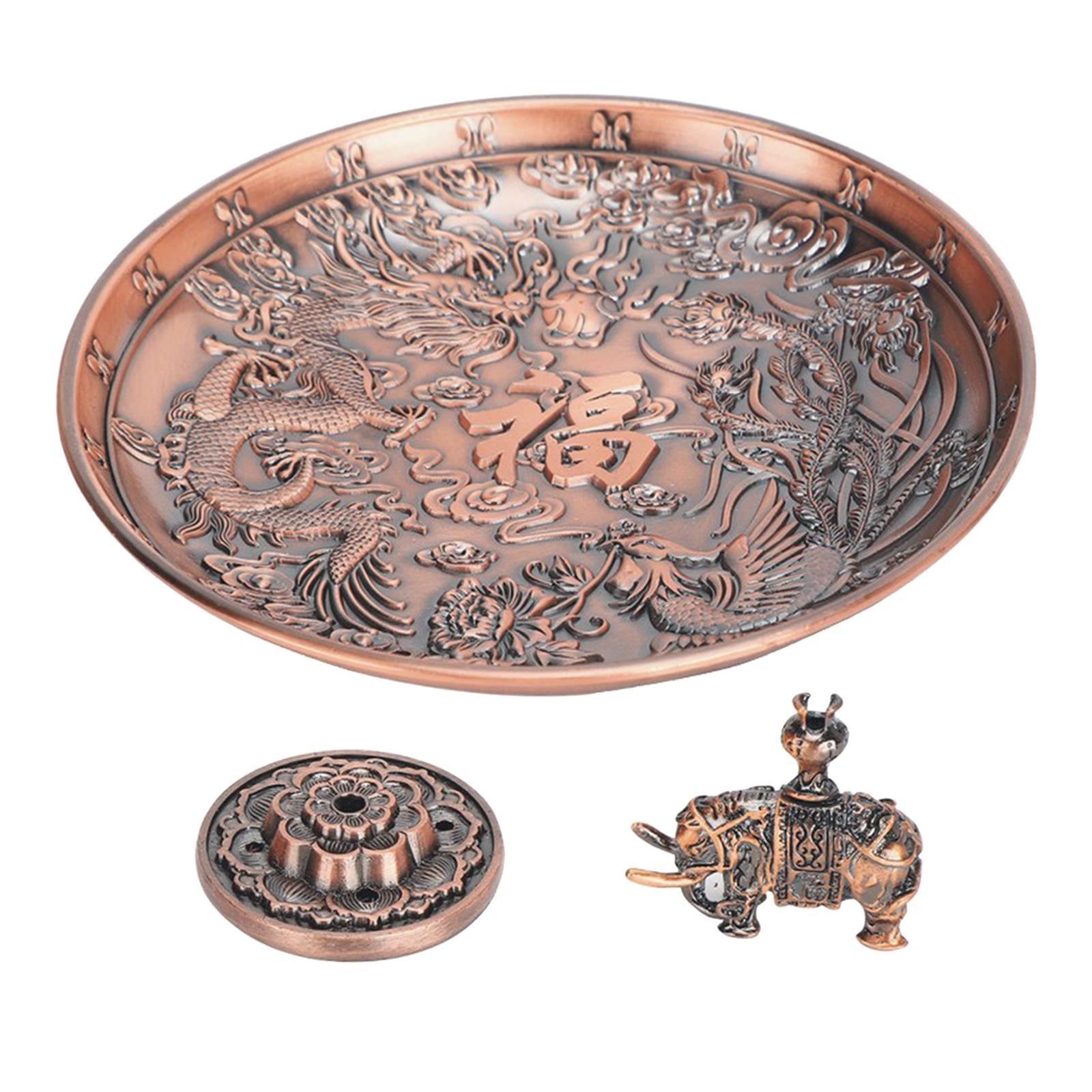 5 Hole Copper Incense Stick Holder Durable Ash Catcher Tray Yoga Room Redcopper