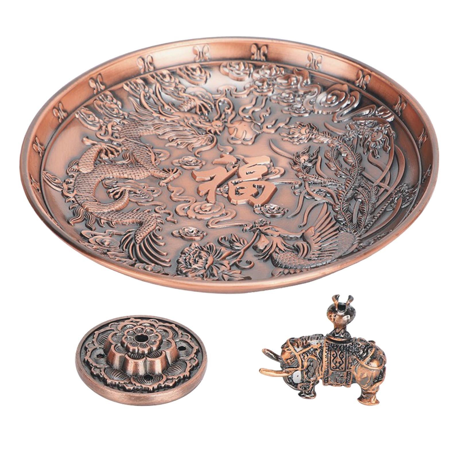 5 Hole Copper Incense Stick Holder Durable Ash Catcher Tray Yoga Room Redcopper