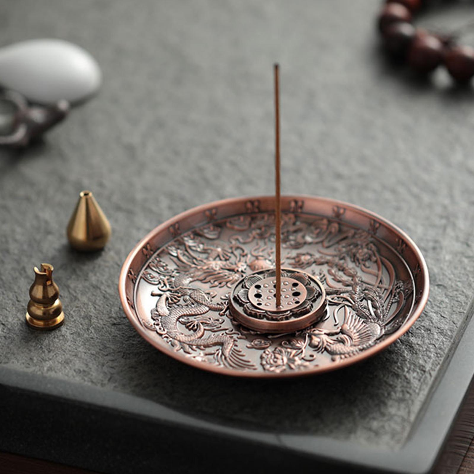 5 Hole Copper Incense Stick Holder Durable Ash Catcher Tray Yoga Room Redcopper