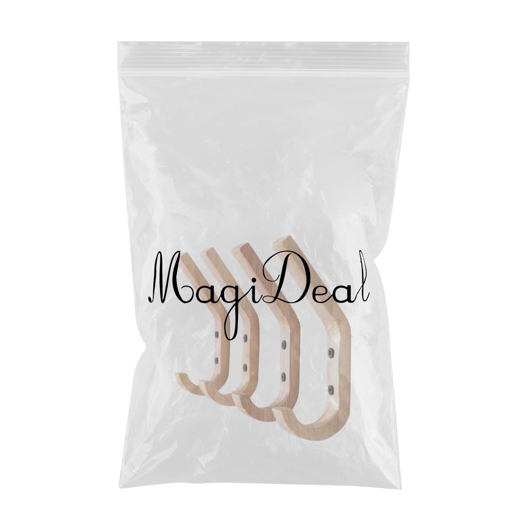4Pcs Wall Hooks Hanger Wall Mounted Natural Wood for Living Room Hanging