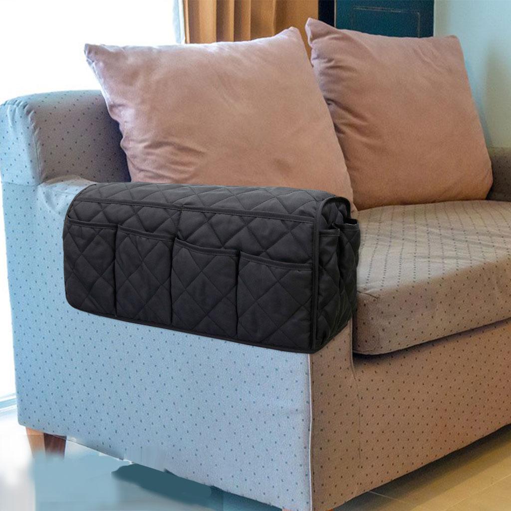 14 Pockets Sofa Armrest Organizer Hanging Storage Bag for Magazine DVD Phone Black