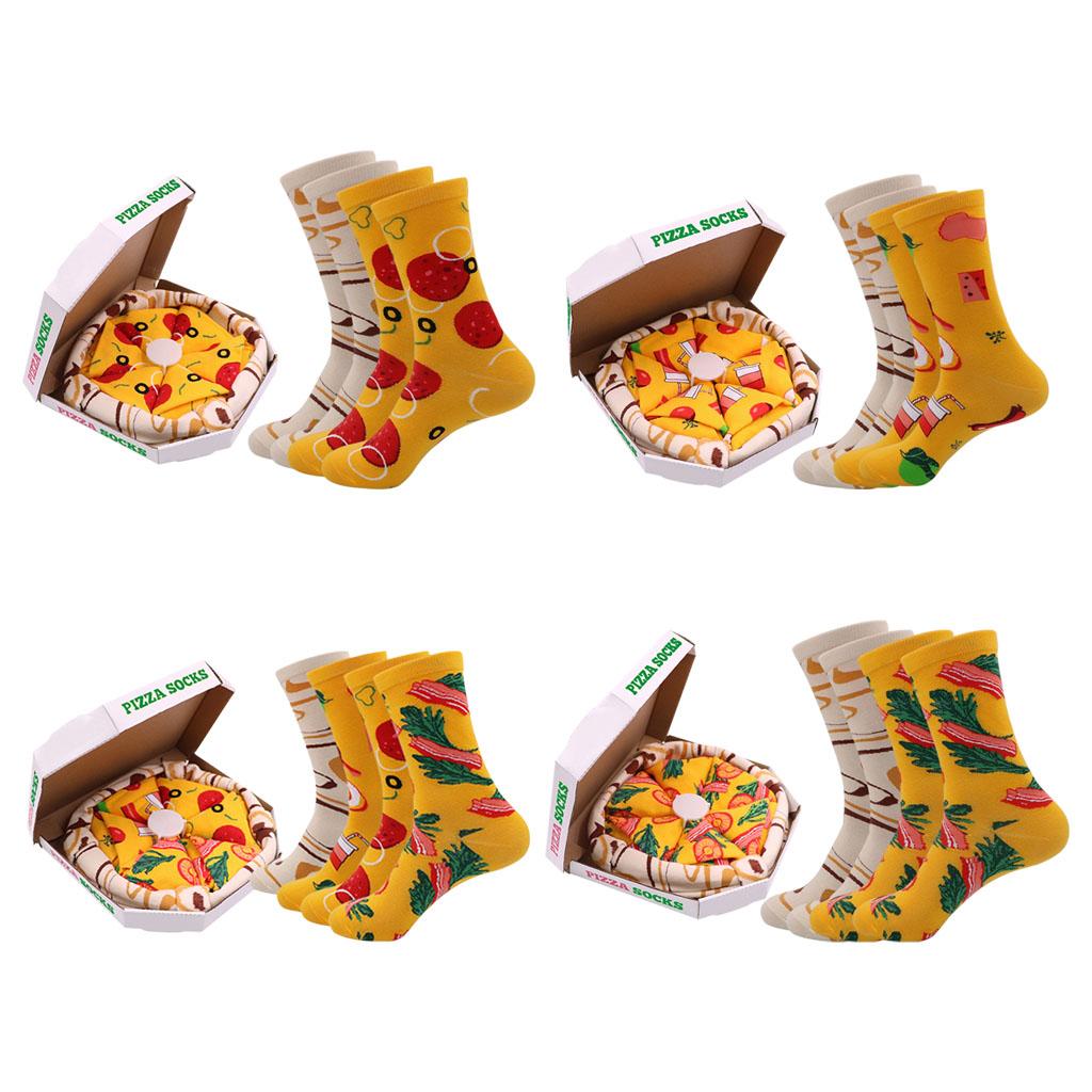 Cartoon Pizza Socks Box Costume Accessories for Girls Boys Dad Ladies Couple A