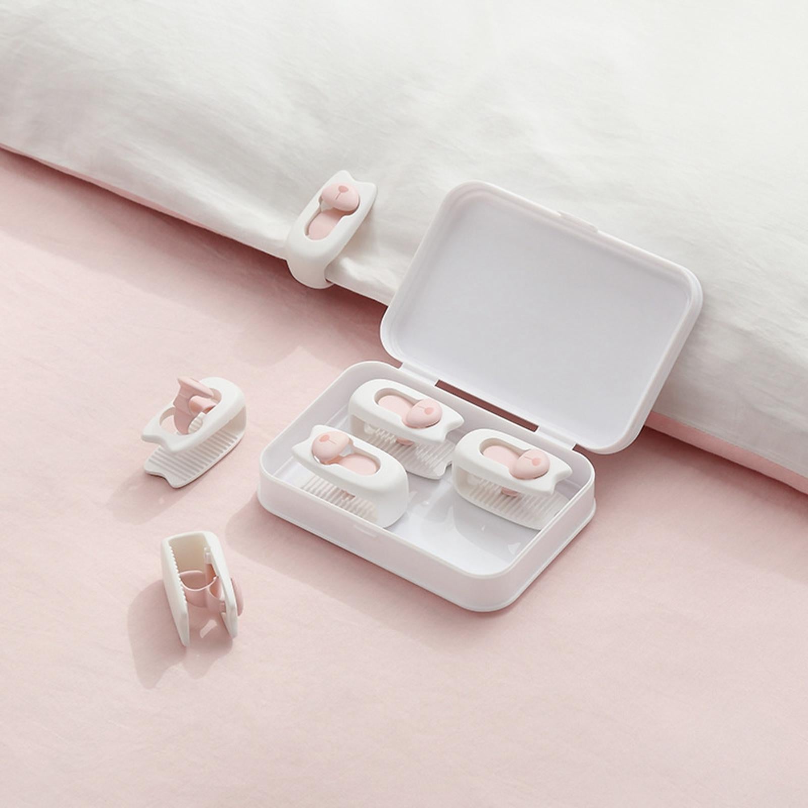 4 PCS Blanket Grippers Quilt Non-Slip Adjustable Mattress Bear Clip Fastener white