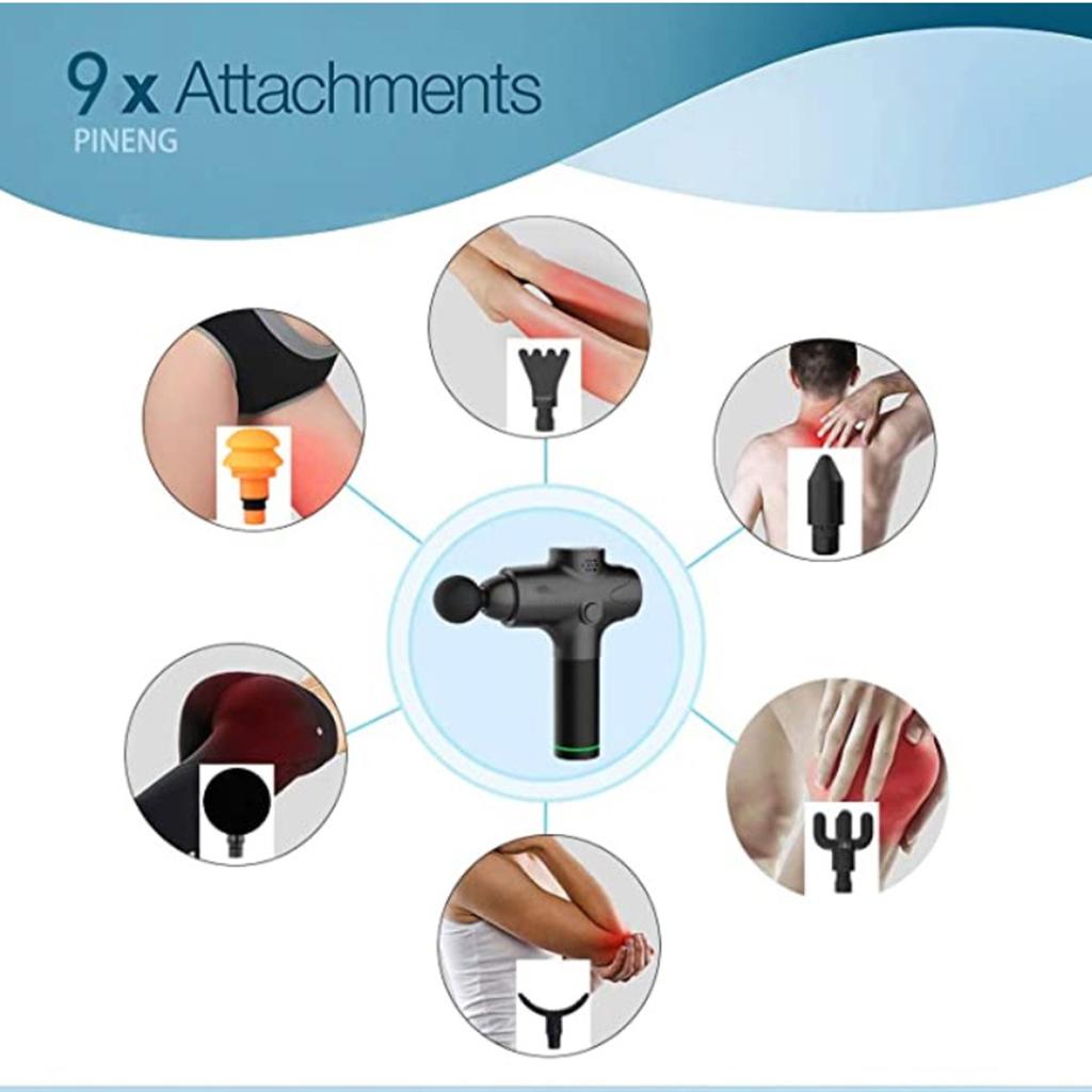 9x Massage Gun Heads Plug-N-Play Massager Tools Point Vibration