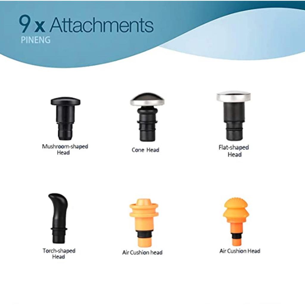 9x Massage Gun Heads Plug-N-Play Massager Tools Point Vibration