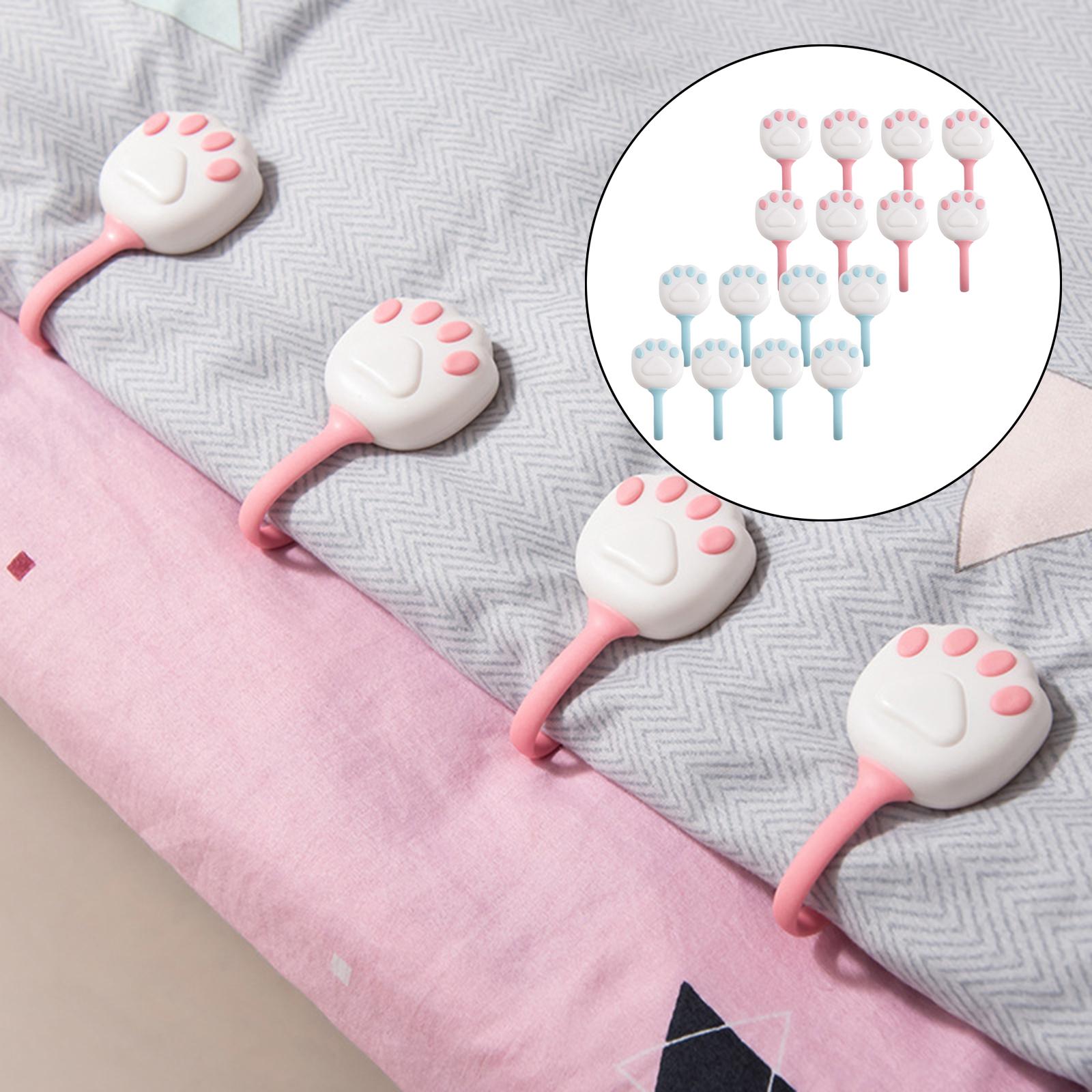 8Pcs Non-Slip Quilt Fixer Clip Quilt Clips Holder Fastener for Bed Duvet Pink