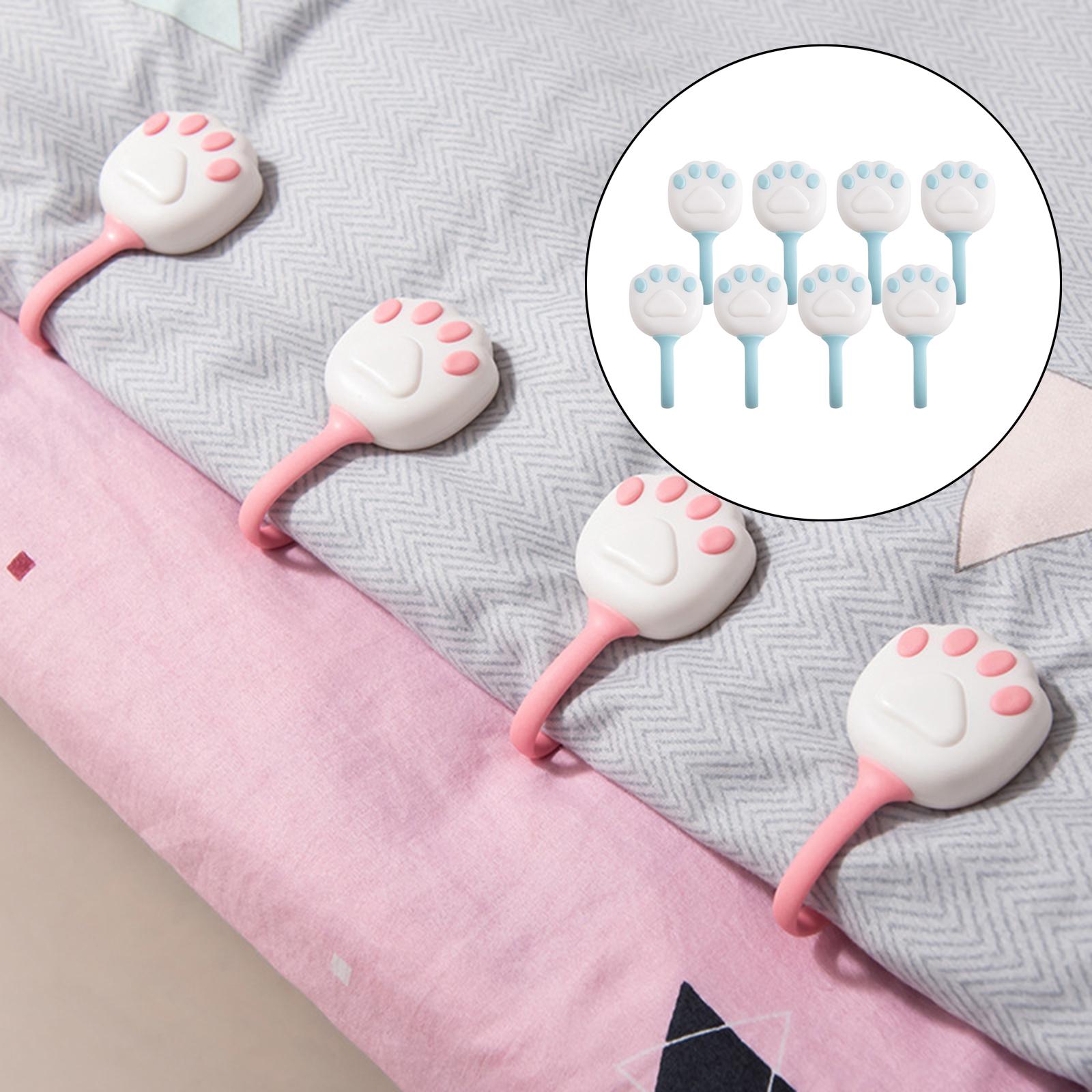 8Pcs Non-Slip Quilt Fixer Clip Quilt Clips Holder Fastener for Bed Duvet Blue