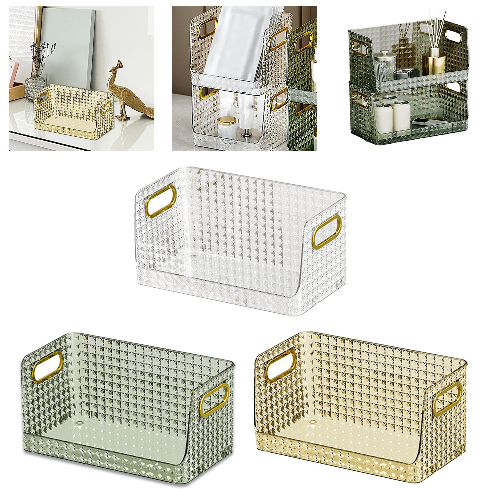 Storage Bin Multifunctional Stackable Open for Kitchen Refrigerator Pantry Transparent