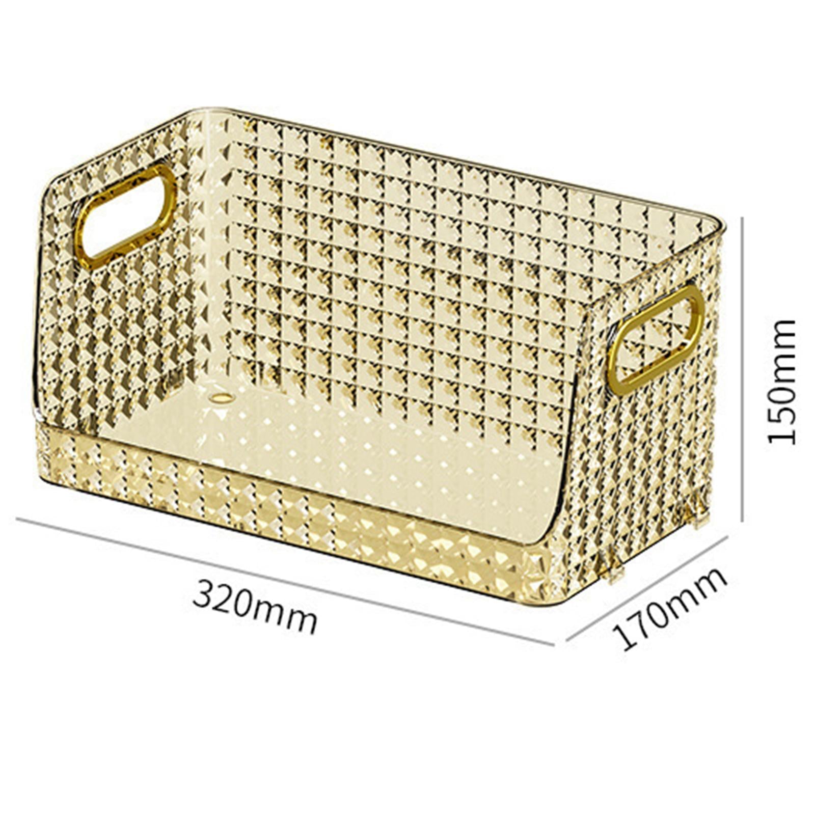 Storage Bin Multifunctional Stackable Open for Kitchen Refrigerator Pantry Gold