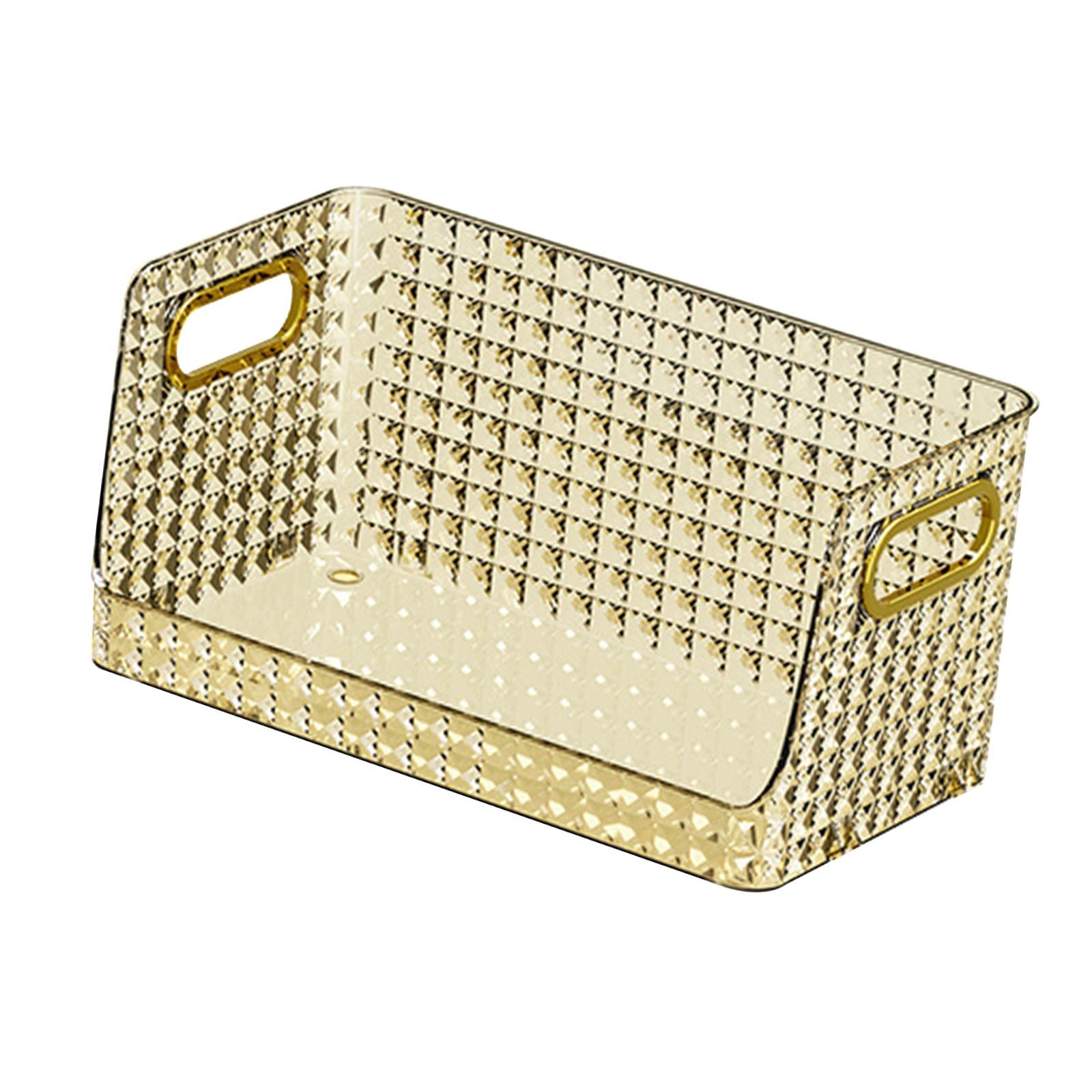 Storage Bin Multifunctional Stackable Open for Kitchen Refrigerator Pantry Gold