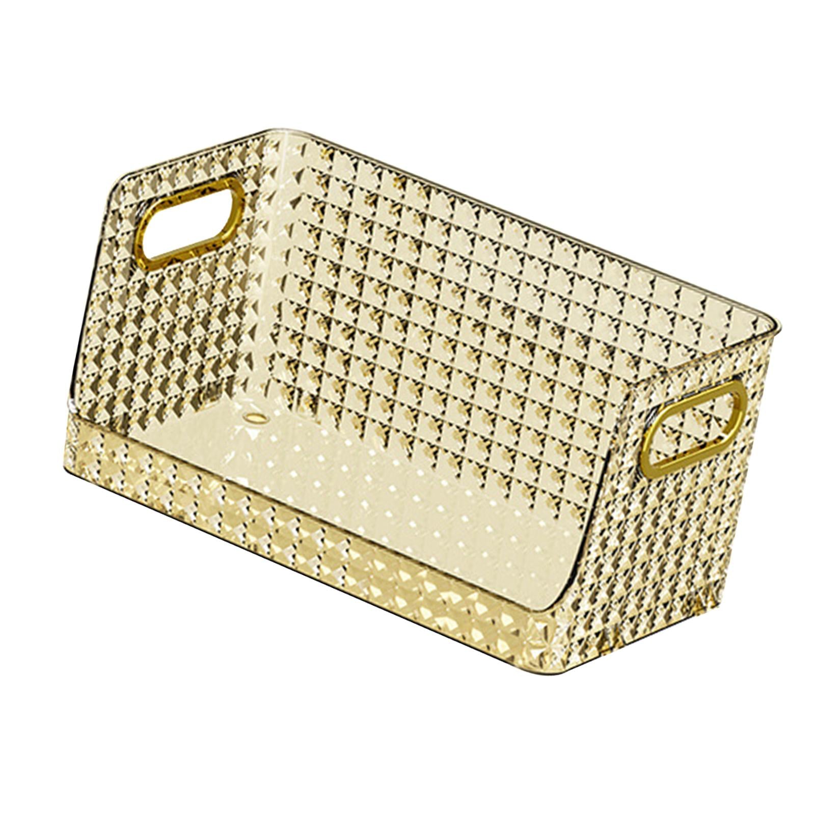 Storage Bin Multifunctional Stackable Open for Kitchen Refrigerator Pantry Gold